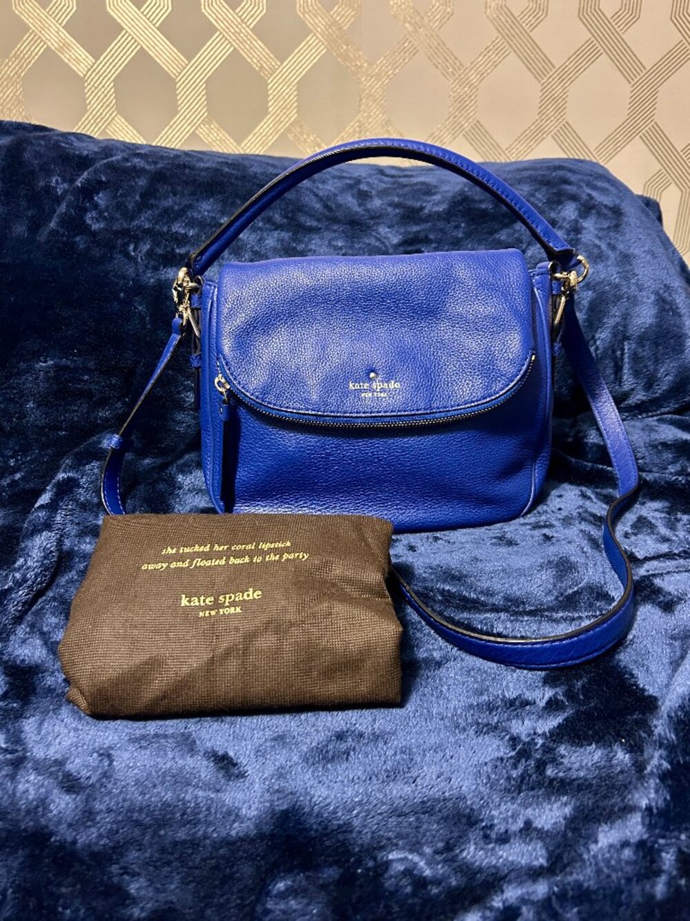 Kate Spade Cobble Hill Devin Blue Pebbled Leather Bag (Like New)